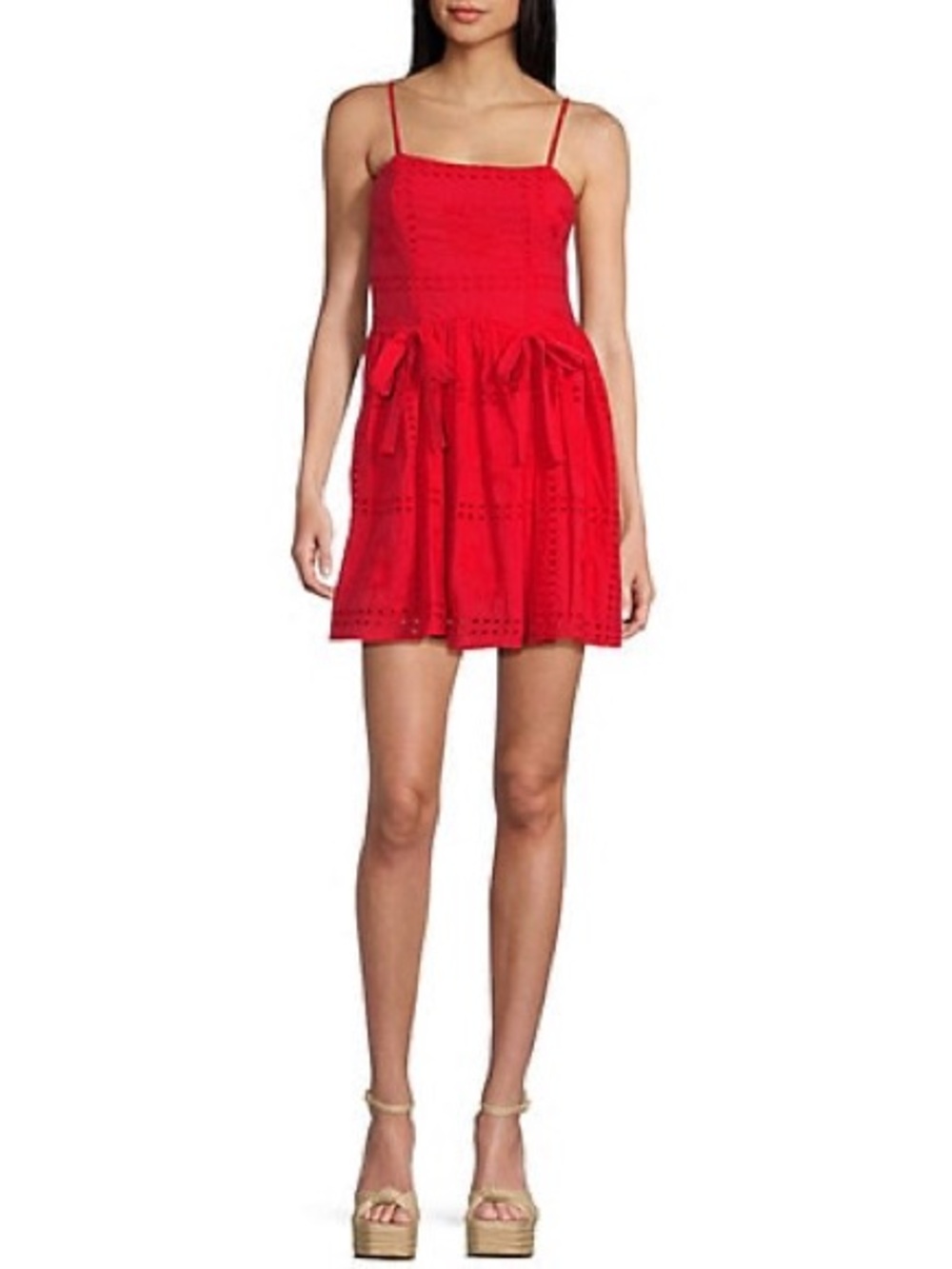 NWT Dillards City Vibe Red Sleeveless Eyelet Sundress XS
